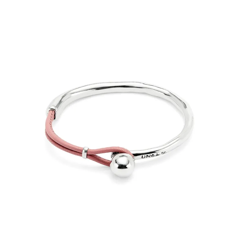 SER INTREPIDA SMALL SPHERE DUSKY PINK LEATHER MIX SILVER BRACELET sold by UNO de 50