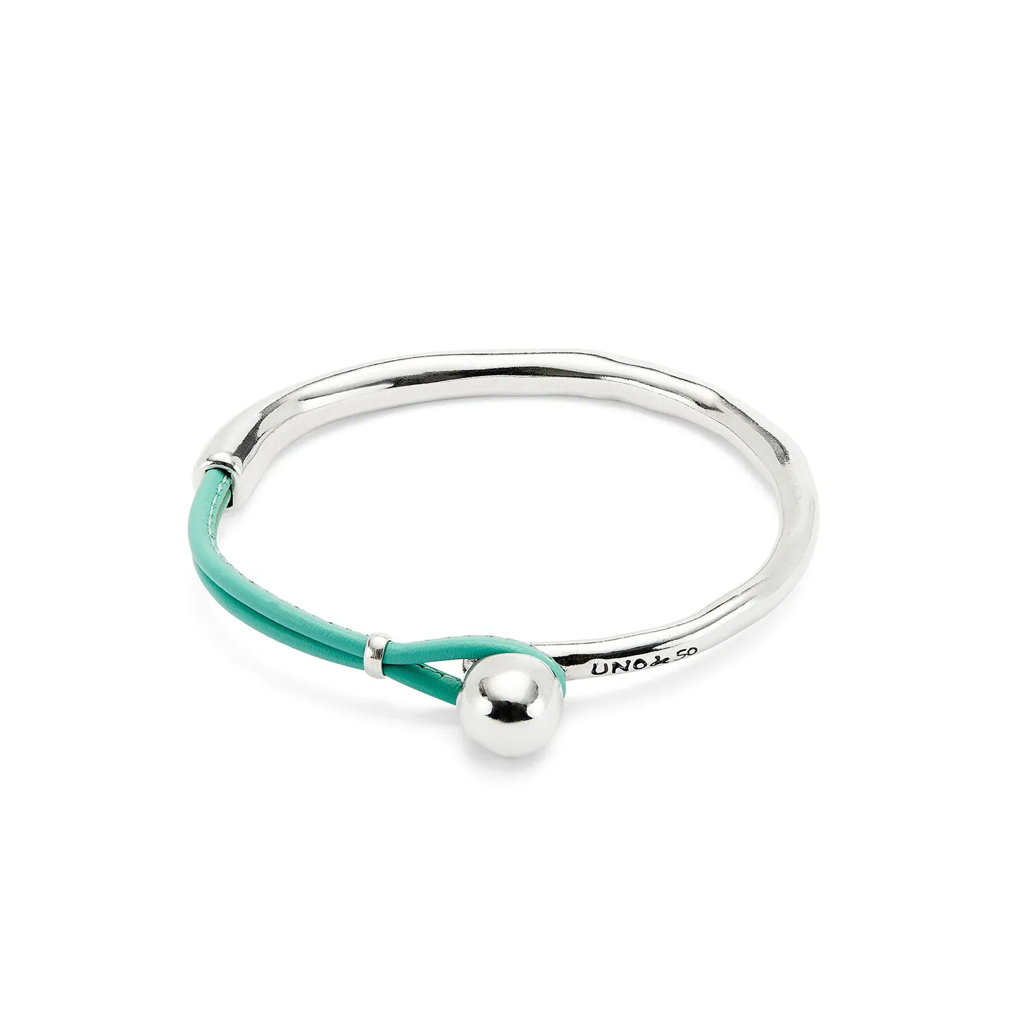 SER INTREPIDA SMALL SPHERE TURQUOISE LEATHER MIX SILVER BRACELET sold by UNO de 50