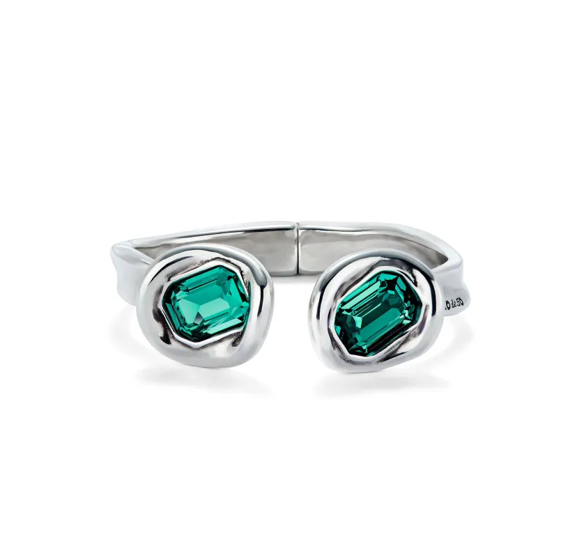 SER VALIENTE GREEN CRYSTAL & SILVER CURVACEOUS BRACELET sold by UNO de 50