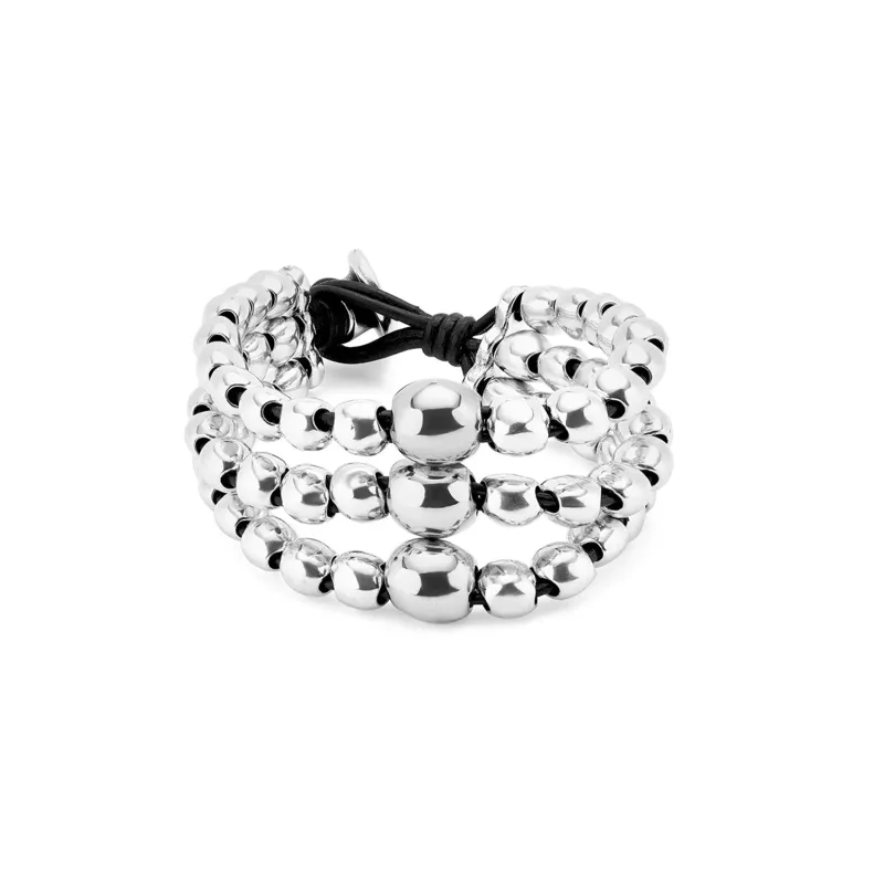 SER INTREPIDA SPHERE TRIPLE STRAND SILVER BRACELET sold by UNO de 50