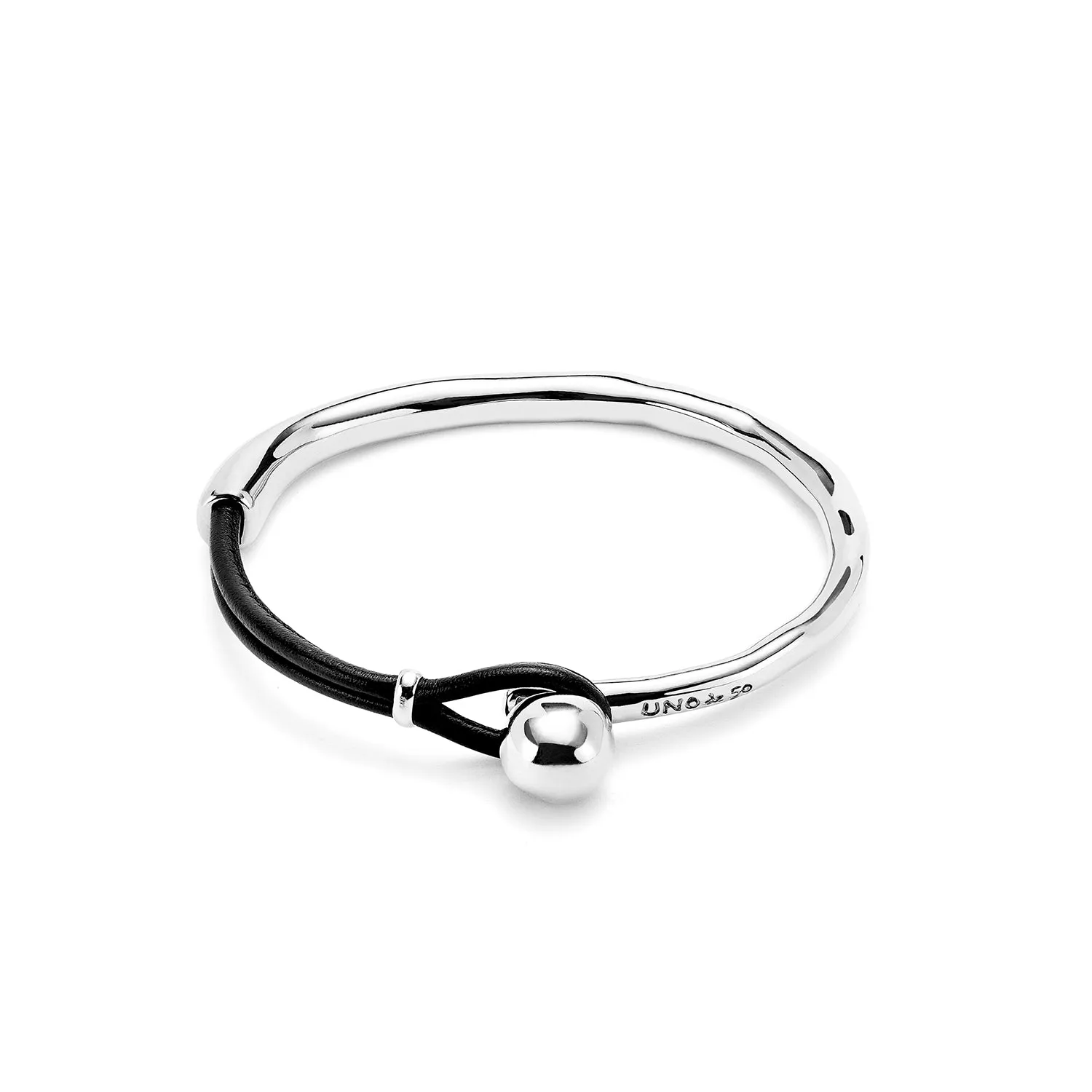 SER INTREPIDA SMALL SPHERE BLACK LEATHER MIX SILVER BRACELET sold by UNO de 50