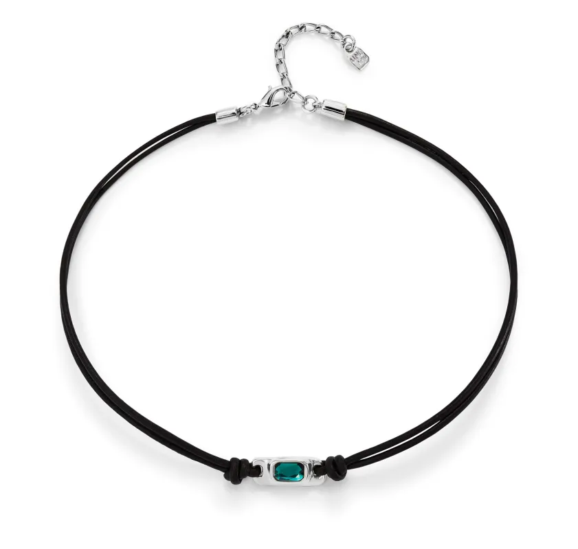 SER MAGNETICA GREEN CRYSTAL LEATHER & SILVER NECKLACE sold by UNO de 50