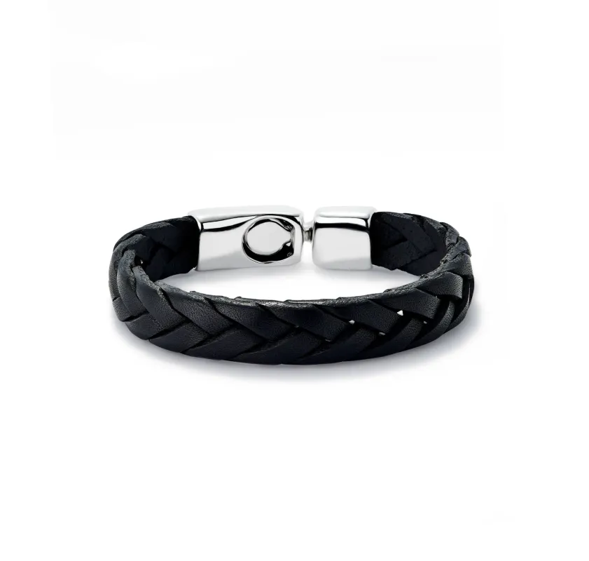 SER NATURAL BLACK BRAIDED WIDE LEATHER BRACELET sold by UNO de 50