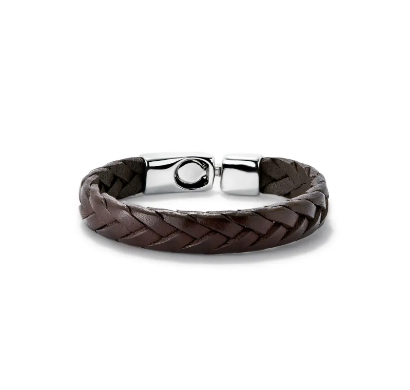 SER NATURAL COGNAC BRAIDED WIDE LEATHER BRACELET sold by UNO de 50