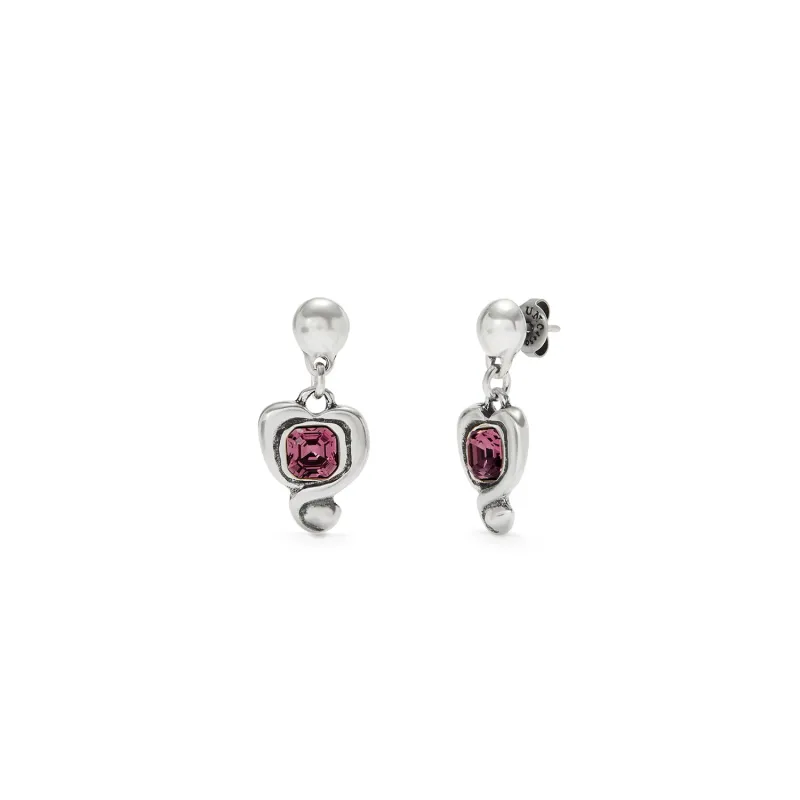 SER EXPRESIVA PINK CRYSTAL HEART SILVER EARRINGS sold by UNO de 50