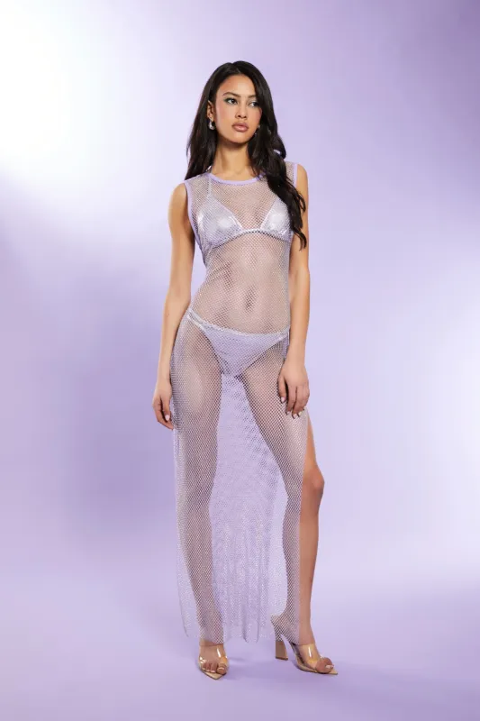 Fishnet Rhinestone Maxi Dress Cover Up sold by Urban Planet