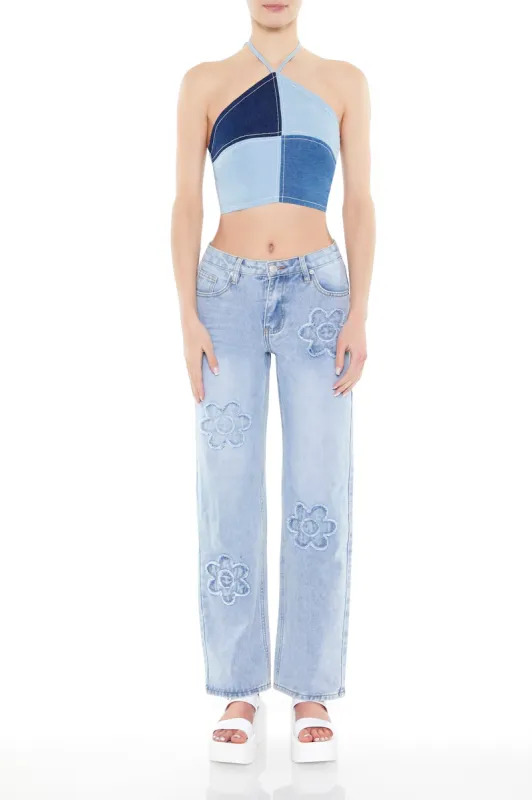 Frayed Flower Mid Rise Jean sold by Urban Planet
