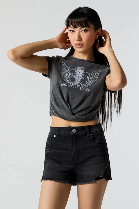 Nashville Music City Graphic Knotted T-Shirt sold by Urban Planet