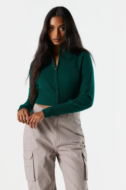 Chandail en tricot côtelé avec col cheminée et fermeture à glisssière sold by Urban Planet