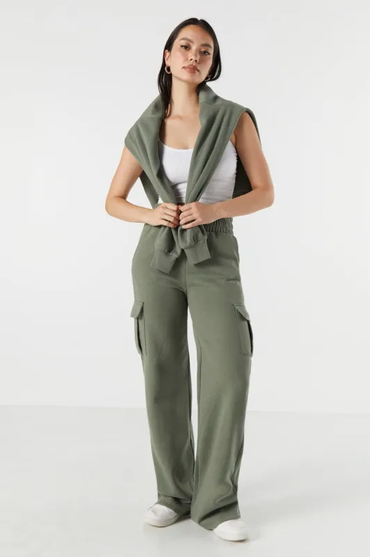 Pantalon cargo à jambe large en molleton sold by Urban Planet