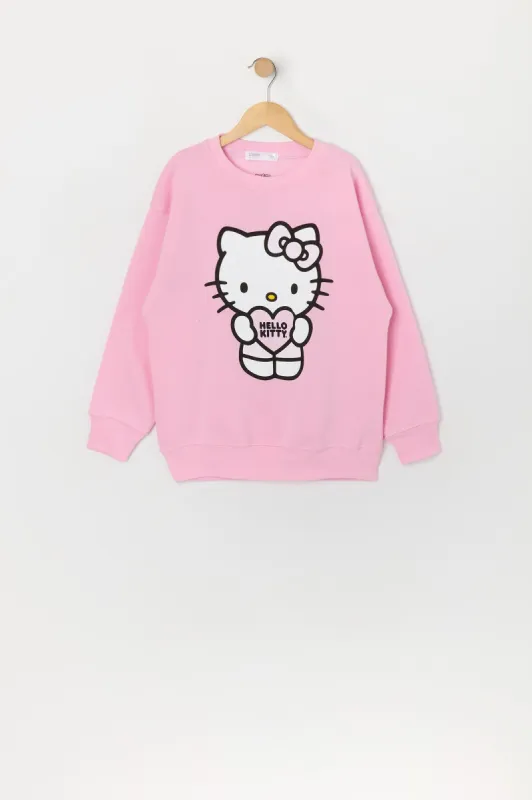 Girls Hello Kitty Heart Graphic Oversized Sweatshirt sold by Urban Planet