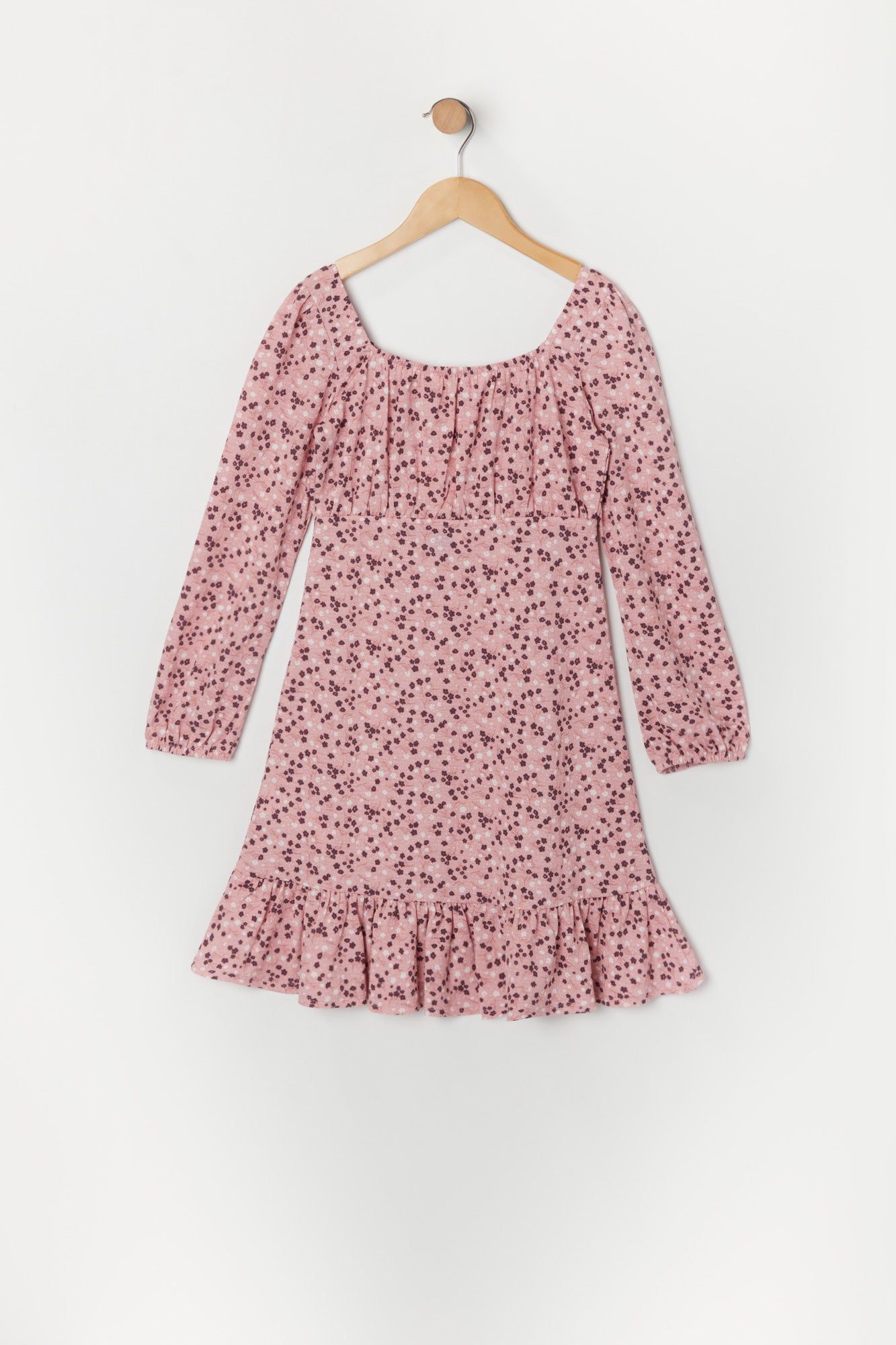 Girls Pink Floral Long Sleeve Milkmaid Dress sold by Urban Planet product image thumbnail 2