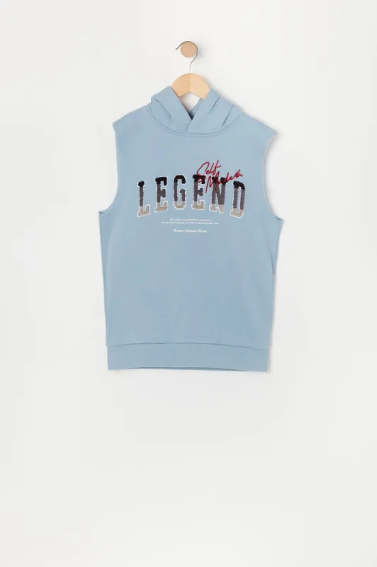 Boys Self Made Legend Chenille Embroidered Sleeveless Hoodie sold by Urban Planet