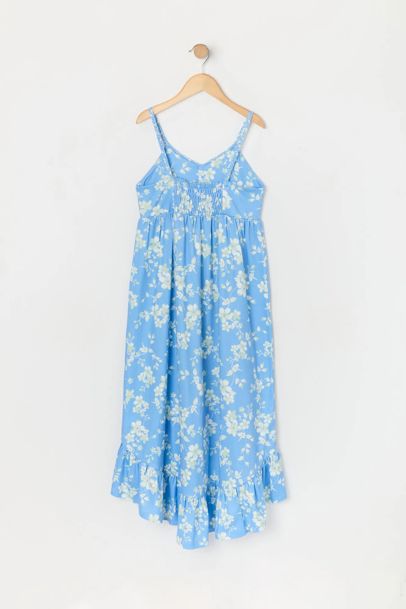 Girls Floral Print Braided Trim High Low Dress sold by Urban Planet product image thumbnail 4