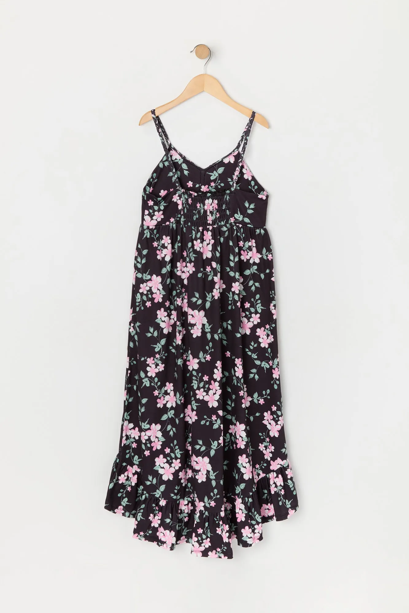 Girls Floral Print Braided Trim High Low Dress sold by Urban Planet product image thumbnail 2