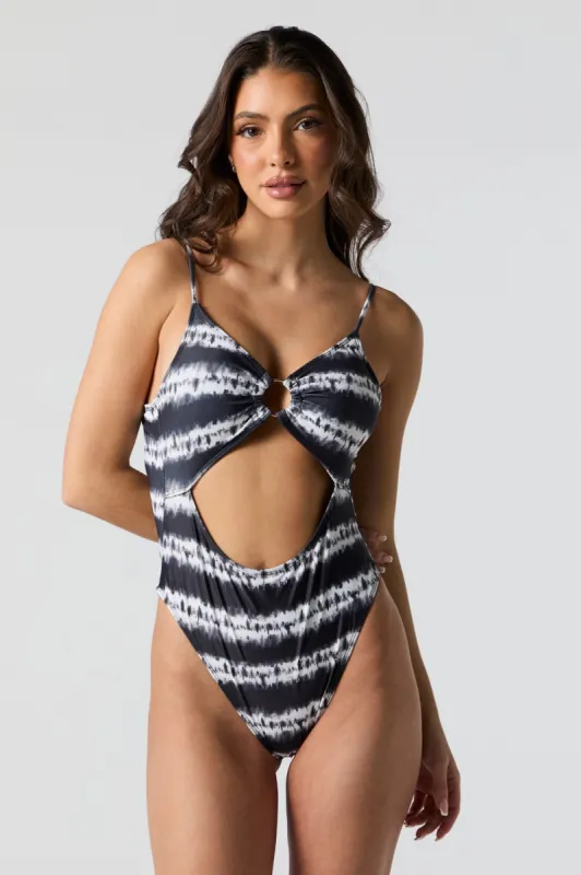 Tie Dye Metallic Cut-Out One Piece Swimsuit sold by Urban Planet