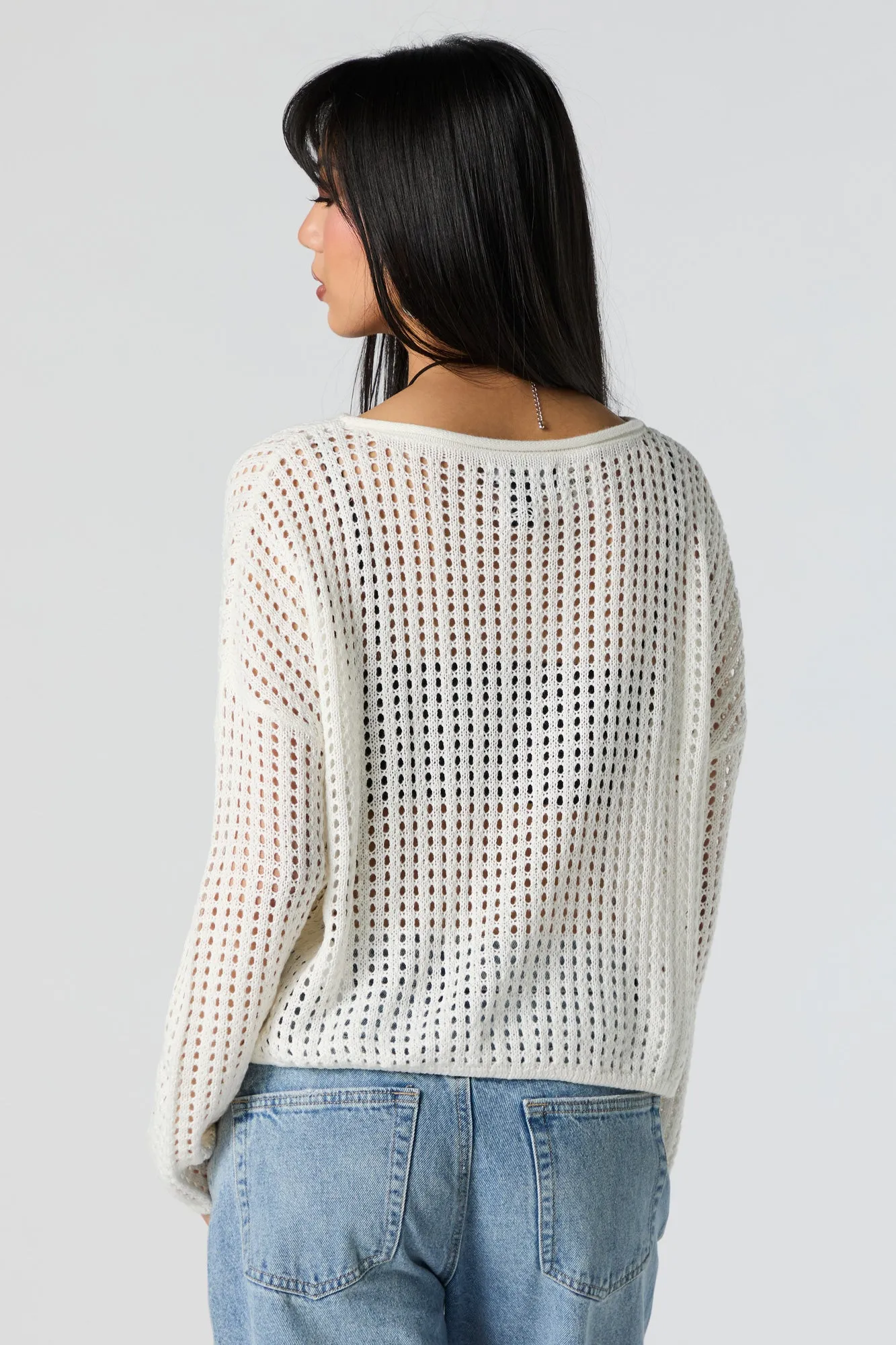 Chandail surdimensionné en tricot crocheté ajouré sold by Urban Planet product image thumbnail 2