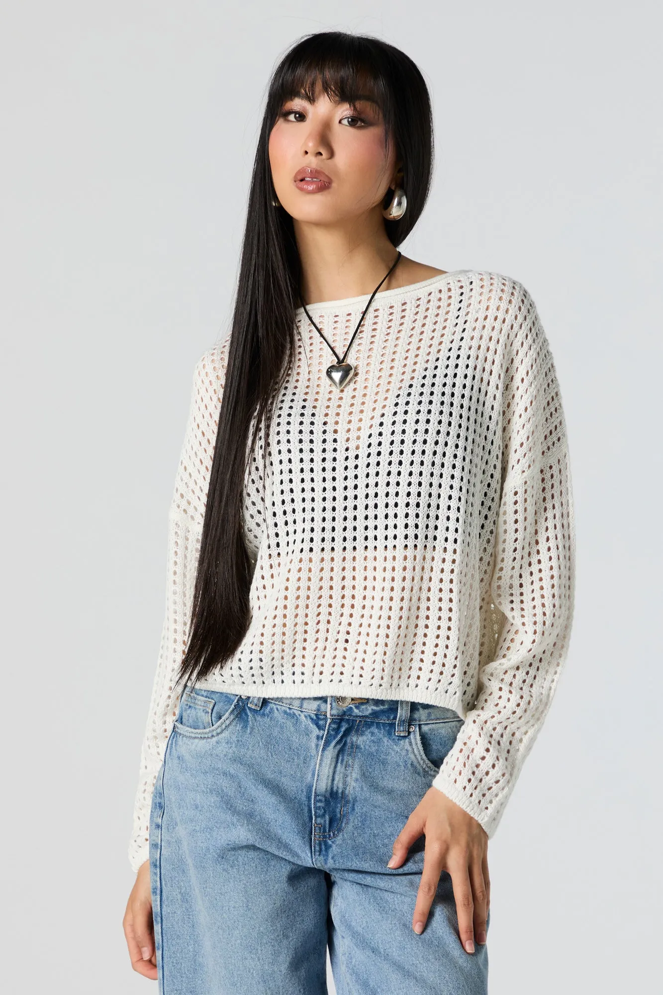 Chandail surdimensionné en tricot crocheté ajouré sold by Urban Planet