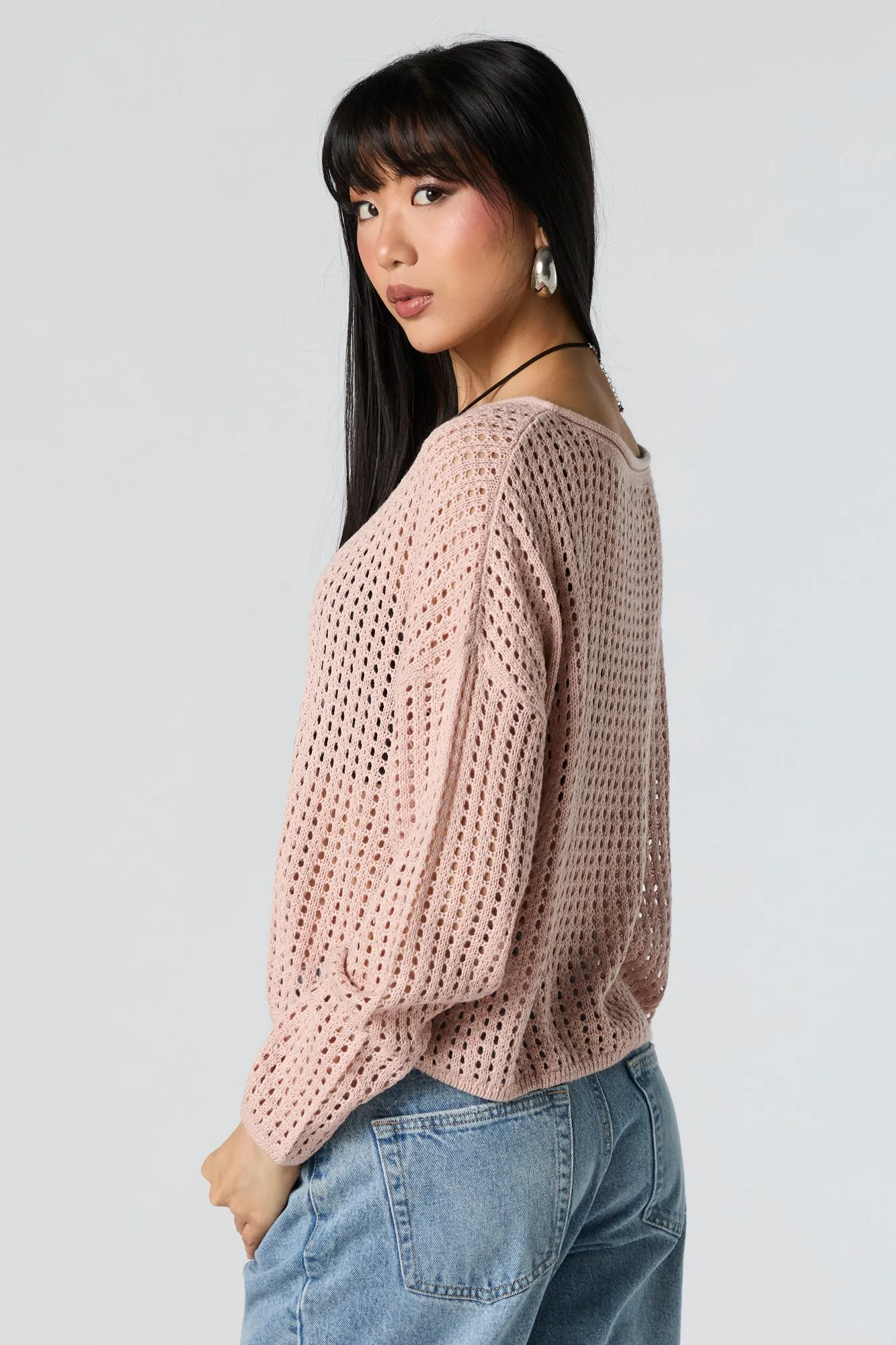 Chandail surdimensionné en tricot crocheté ajouré sold by Urban Planet product image thumbnail 5