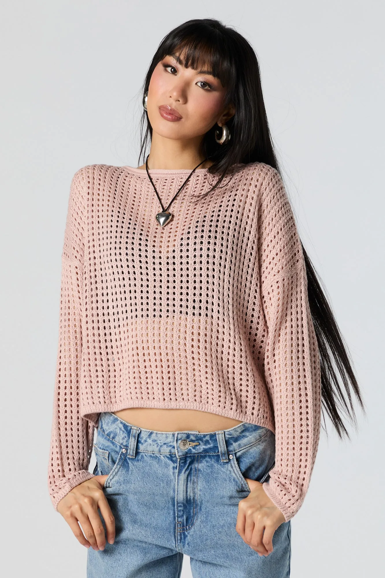 Chandail surdimensionné en tricot crocheté ajouré sold by Urban Planet product image thumbnail 4