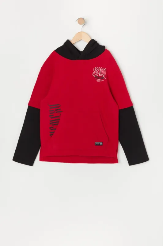 Boys Self Made Graphic Colour Block Hoodie sold by Urban Planet