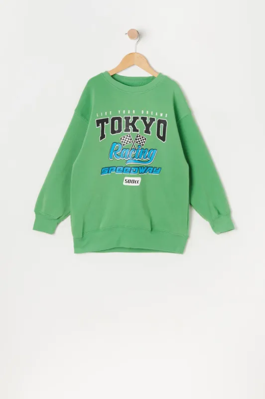 Girls Tokyo Graphic Oversized Fleece Sweatshirt sold by Urban Planet