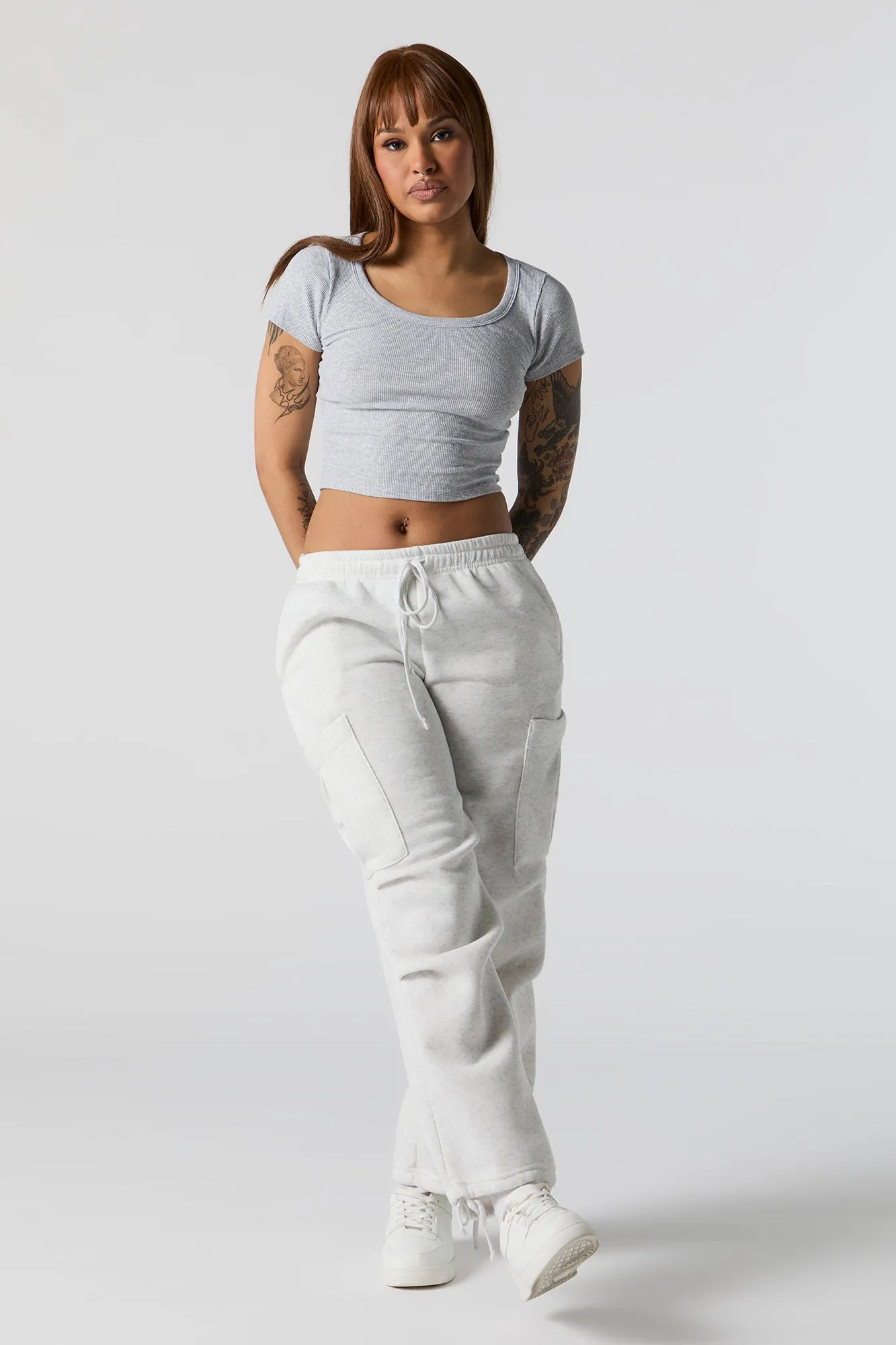 Ribbed Scoop Neck Cropped T-Shirt sold by Urban Planet product image thumbnail 3