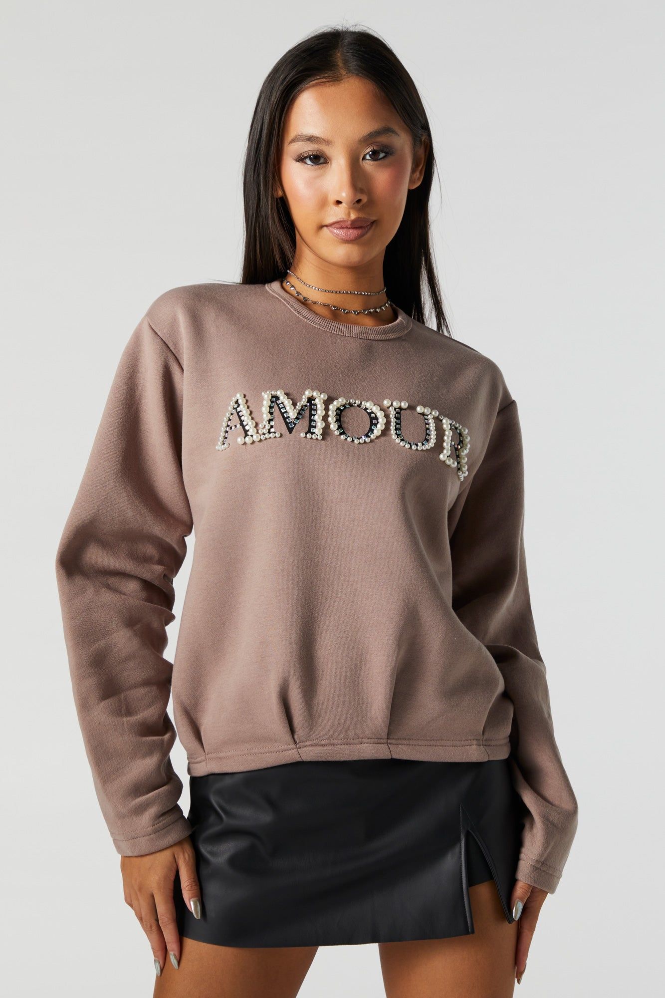 Amore Pearl Fleece Sweatshirt sold by Urban Planet product image thumbnail 3