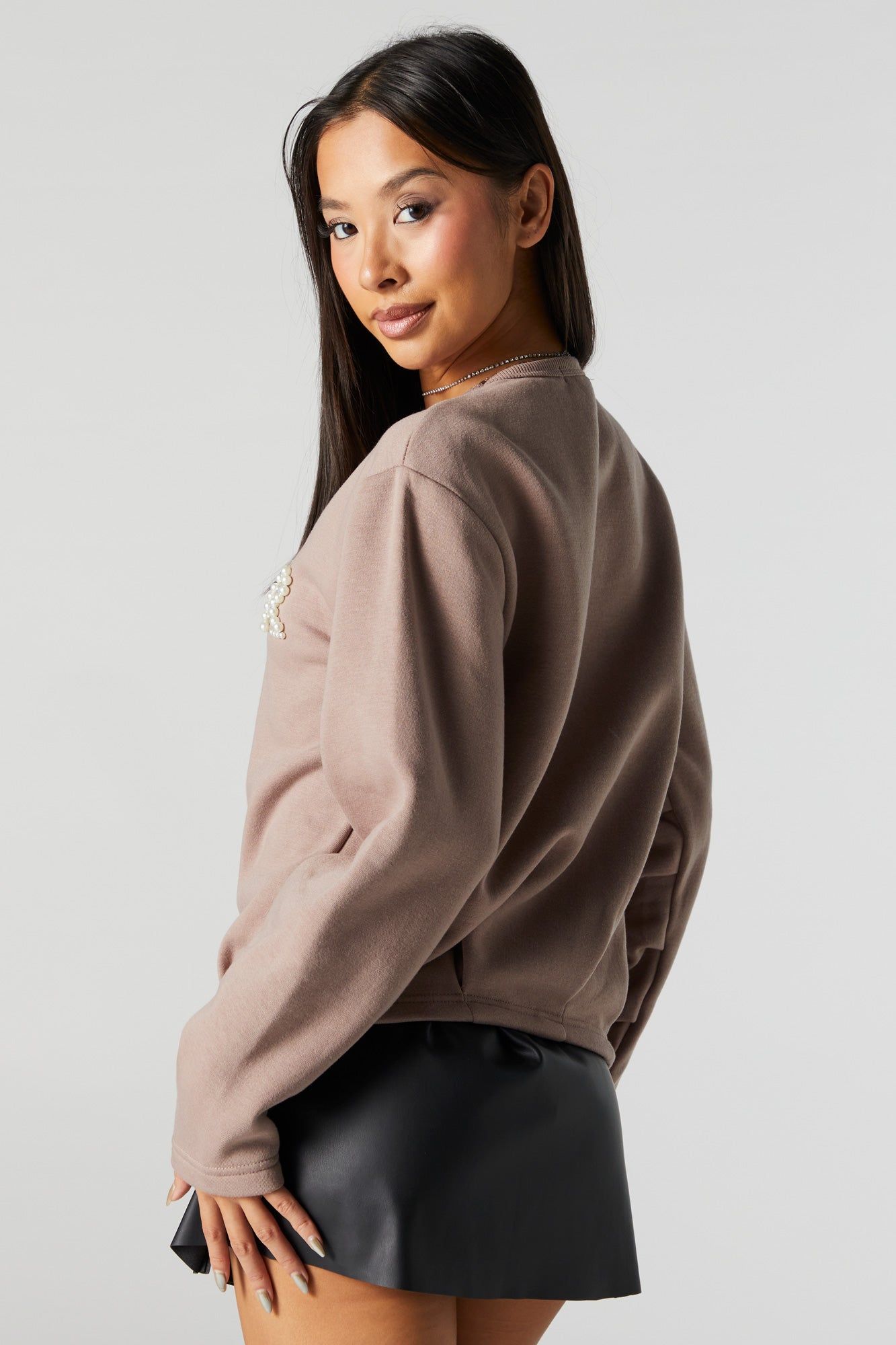 Amore Pearl Fleece Sweatshirt sold by Urban Planet product image thumbnail 2