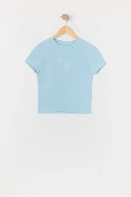 Girls Rhinestone Butterfly T-Shirt sold by Urban Planet