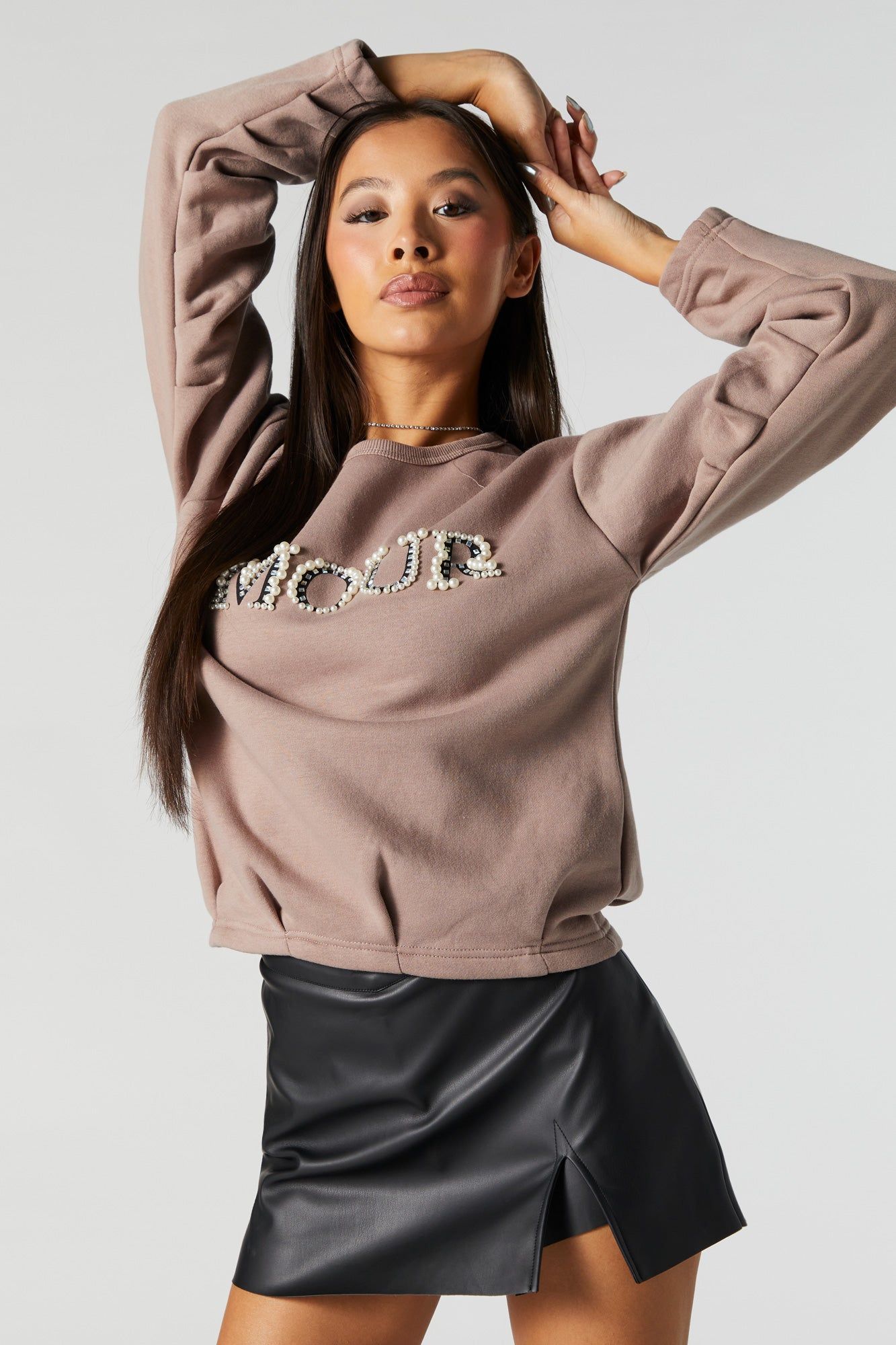 Amore Pearl Fleece Sweatshirt sold by Urban Planet