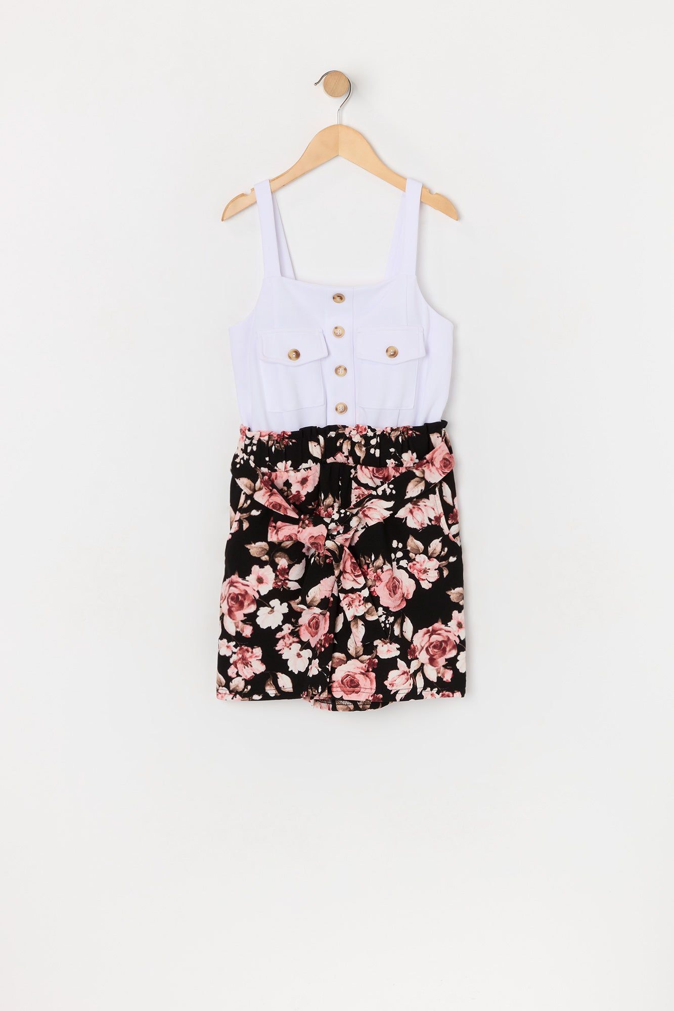 Combi-short fleuri noir avec ceinture pour fille sold by Urban Planet