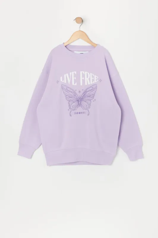 Girls Butterfly Embroidered Oversized Sweatshirt sold by Urban Planet