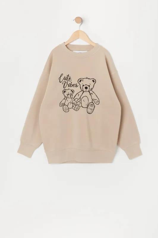 Girls Cute Vibes Embroidered Oversized Sweatshirt sold by Urban Planet