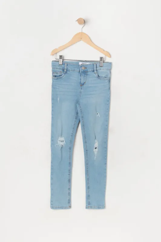 Girls Miami Distressed Light Wash Skinny Jean sold by Urban Planet