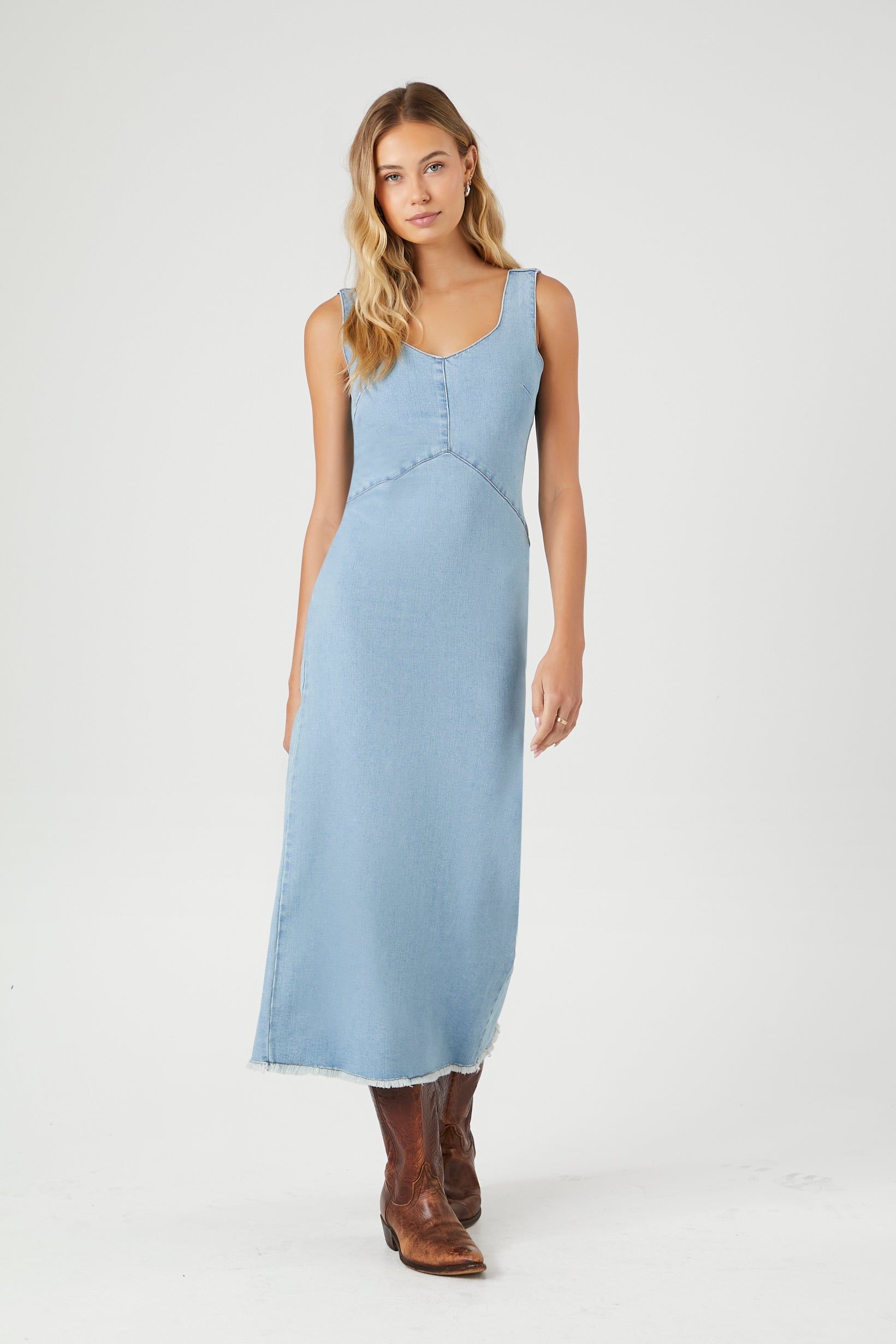 Frayed Denim Maxi Dress sold by Urban Planet product image thumbnail 2