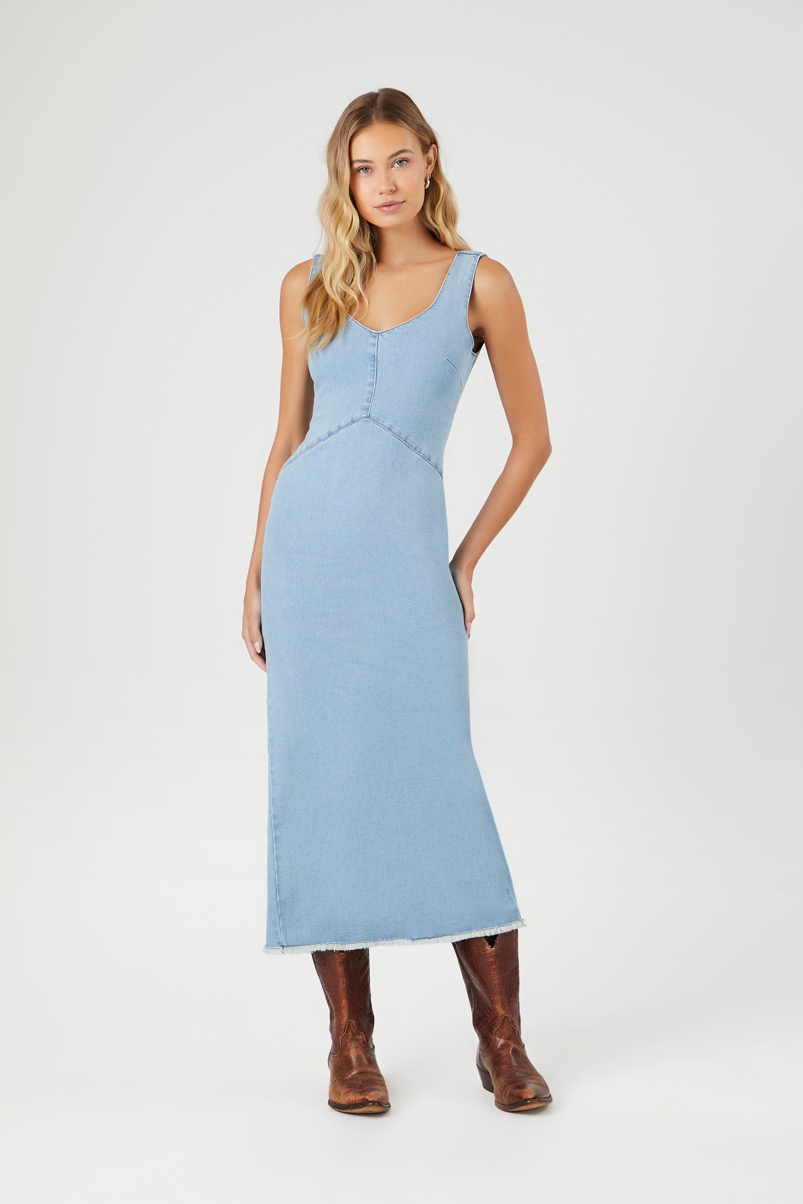 Frayed Denim Maxi Dress sold by Urban Planet product image thumbnail 4