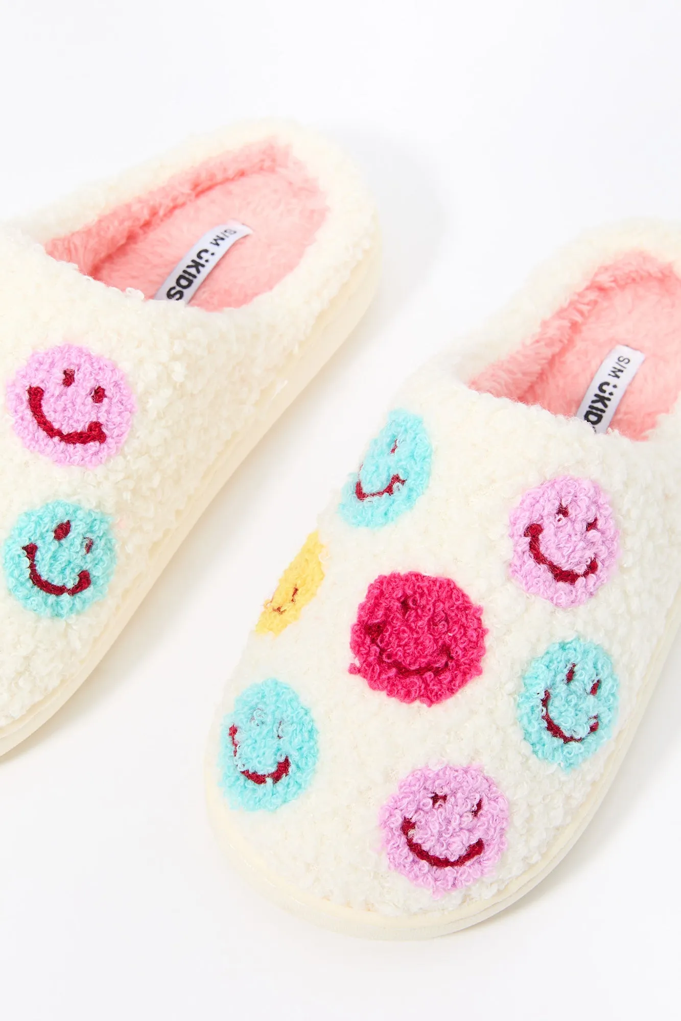 Girls Smiley Faces Faux-Fur Slipper sold by Urban Planet