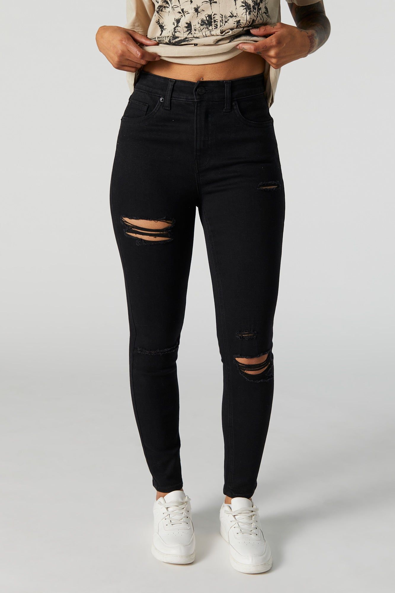 Miami Black Wash Distressed High Rise Jean sold by Urban Planet product image thumbnail 2