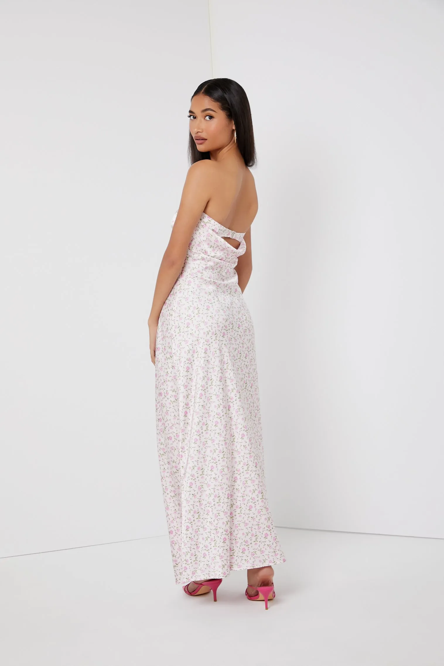 Satin Floral Strapless Maxi Dress sold by Urban Planet product image thumbnail 2