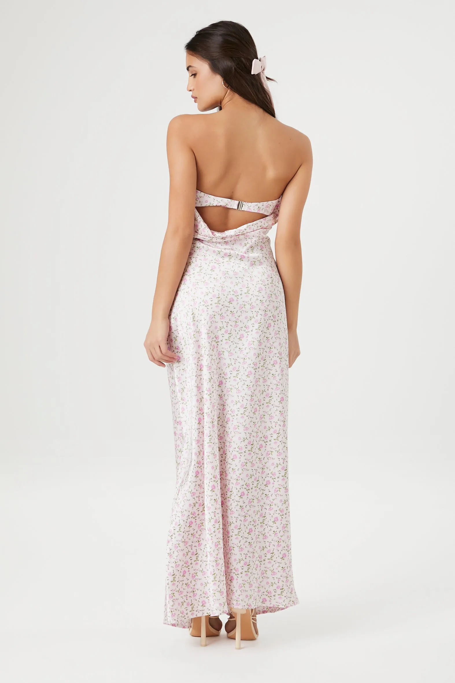 Satin Floral Strapless Maxi Dress sold by Urban Planet product image thumbnail 3