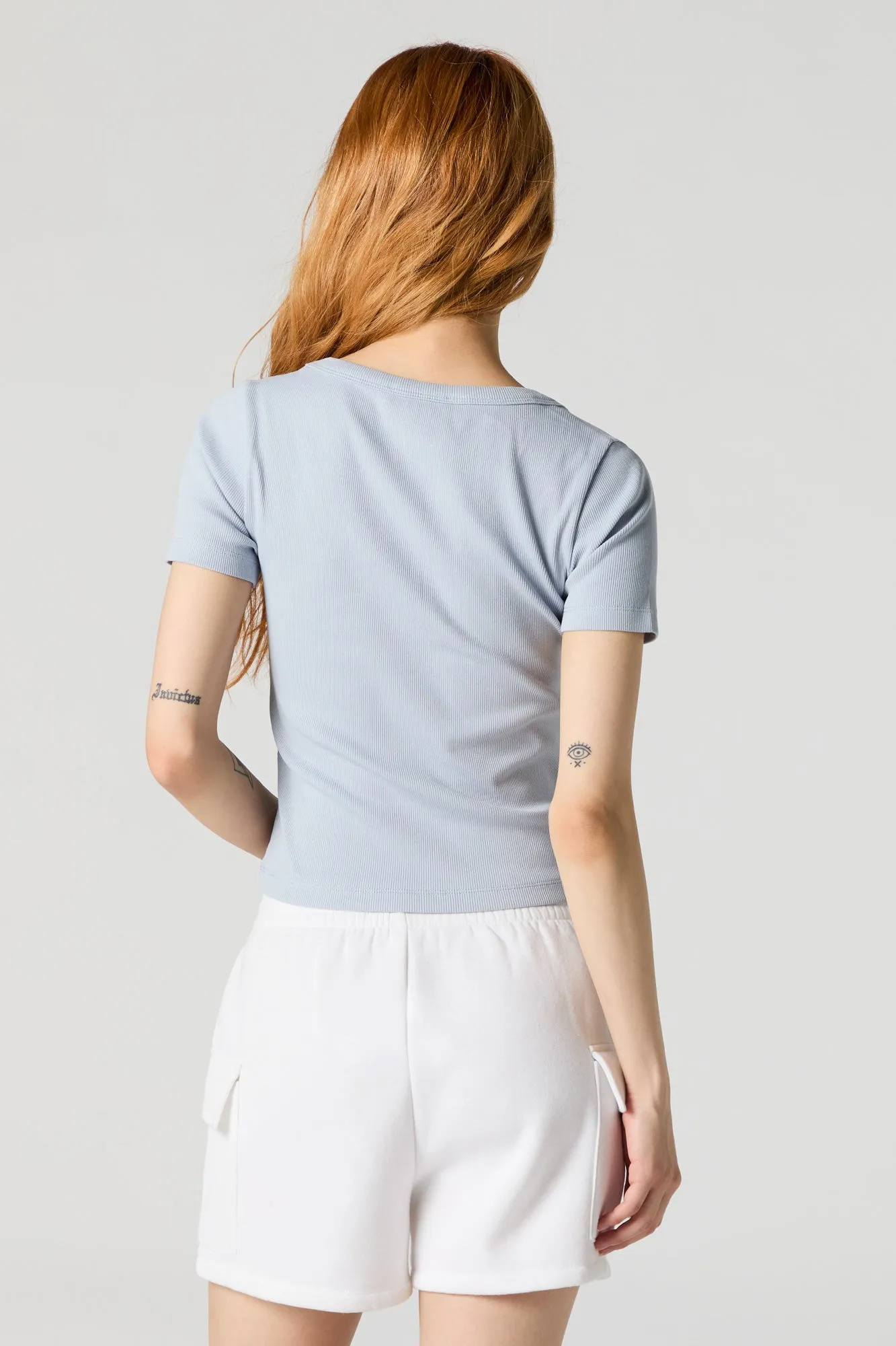 T-shirt côtelé à encolure en V sold by Urban Planet product image thumbnail 2