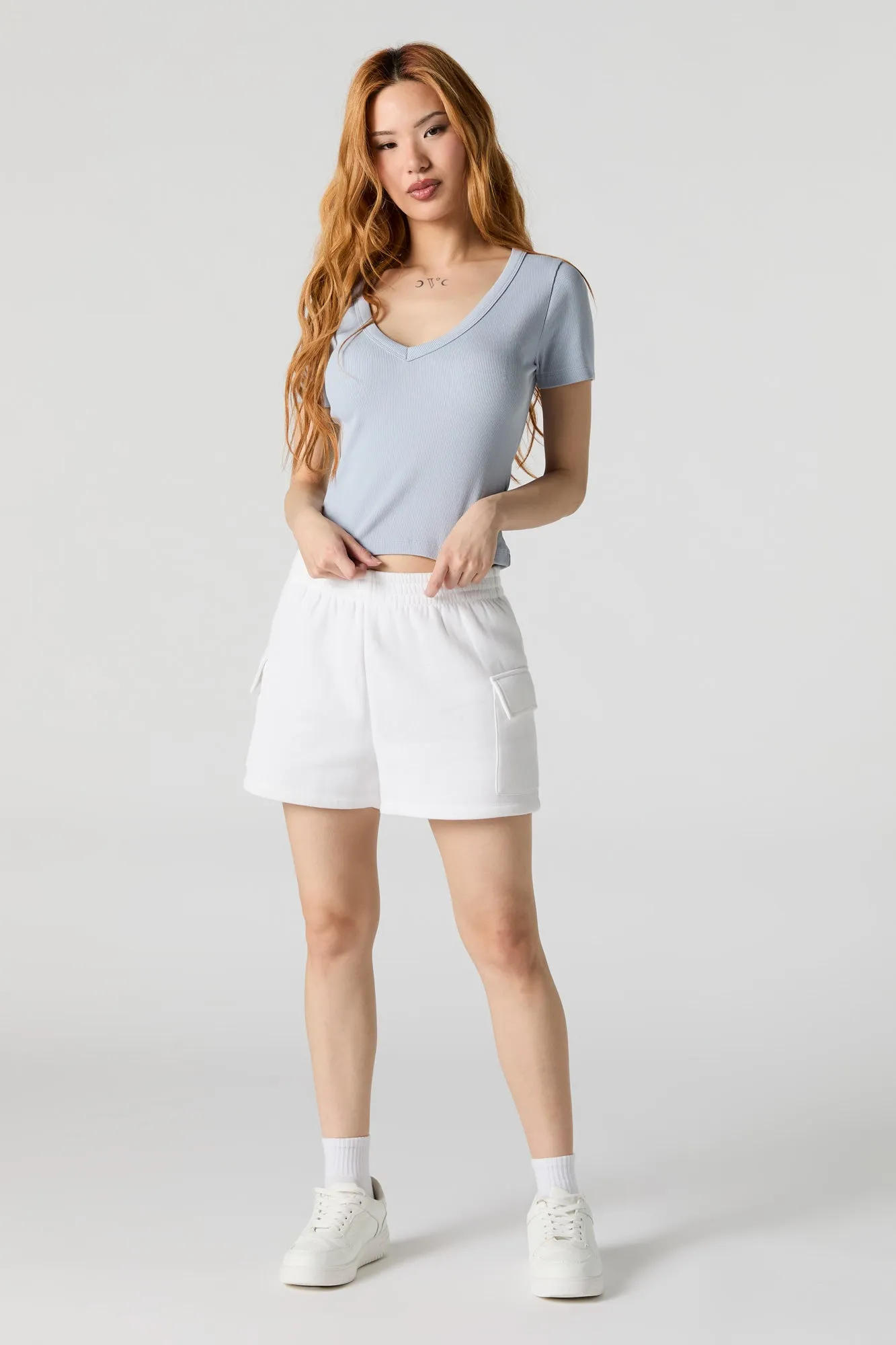 T-shirt côtelé à encolure en V sold by Urban Planet product image thumbnail 3