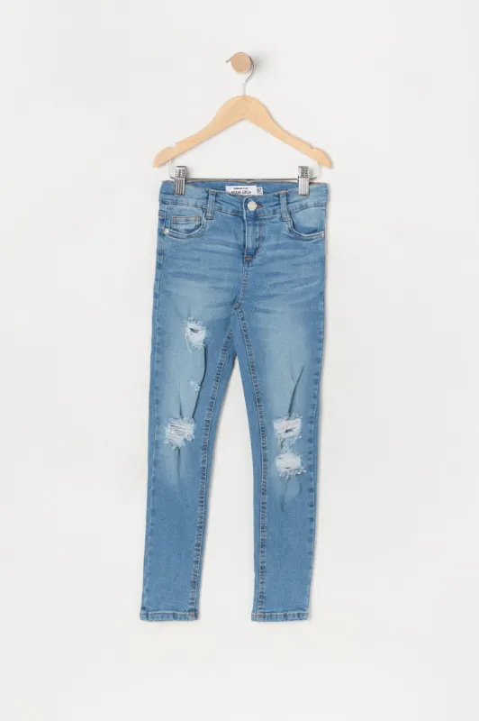 Girls Miami Distressed Medium Wash Skinny Jean sold by Urban Planet