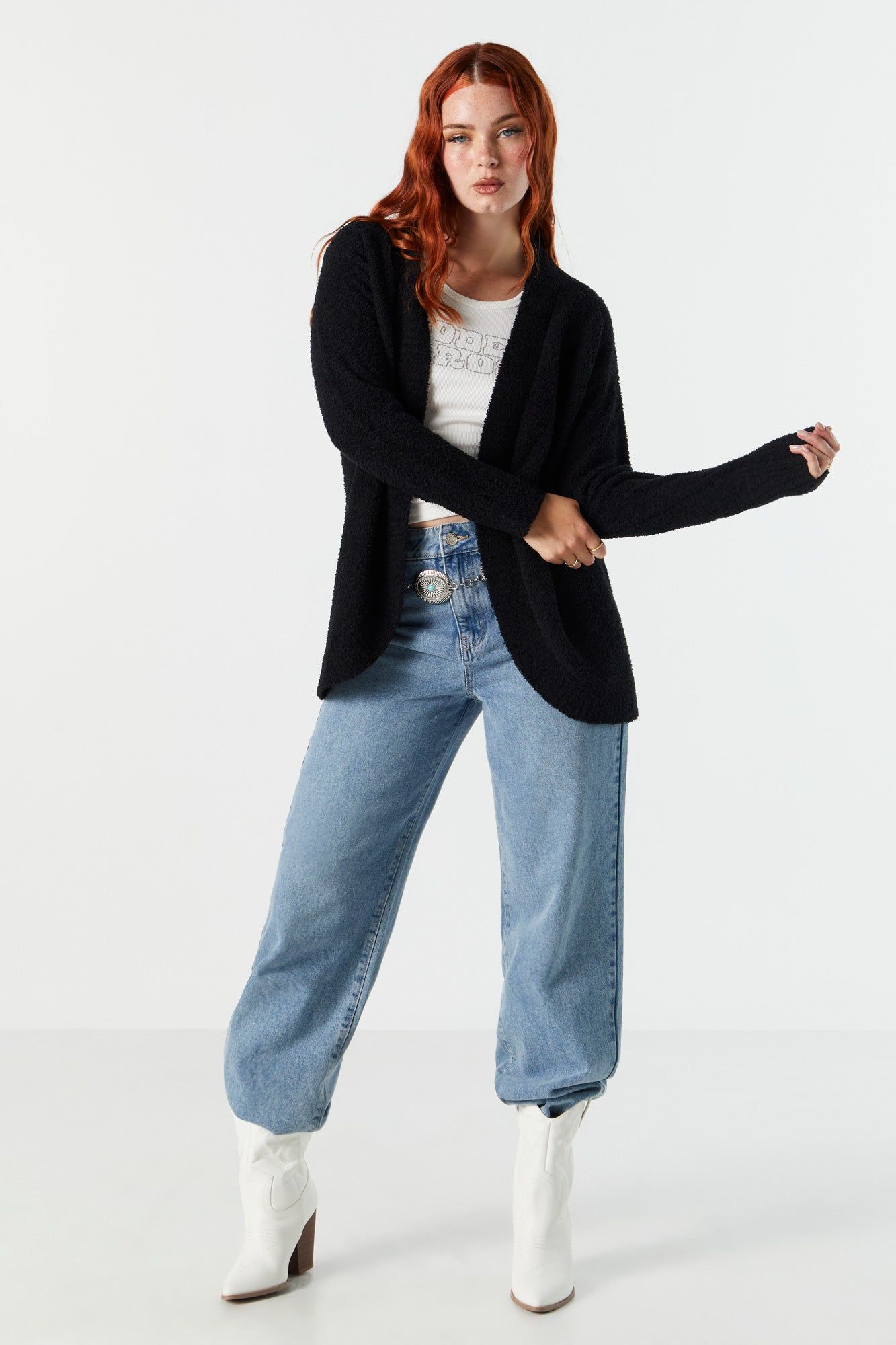 Plush Open Front Cardigan sold by Urban Planet product image thumbnail 4