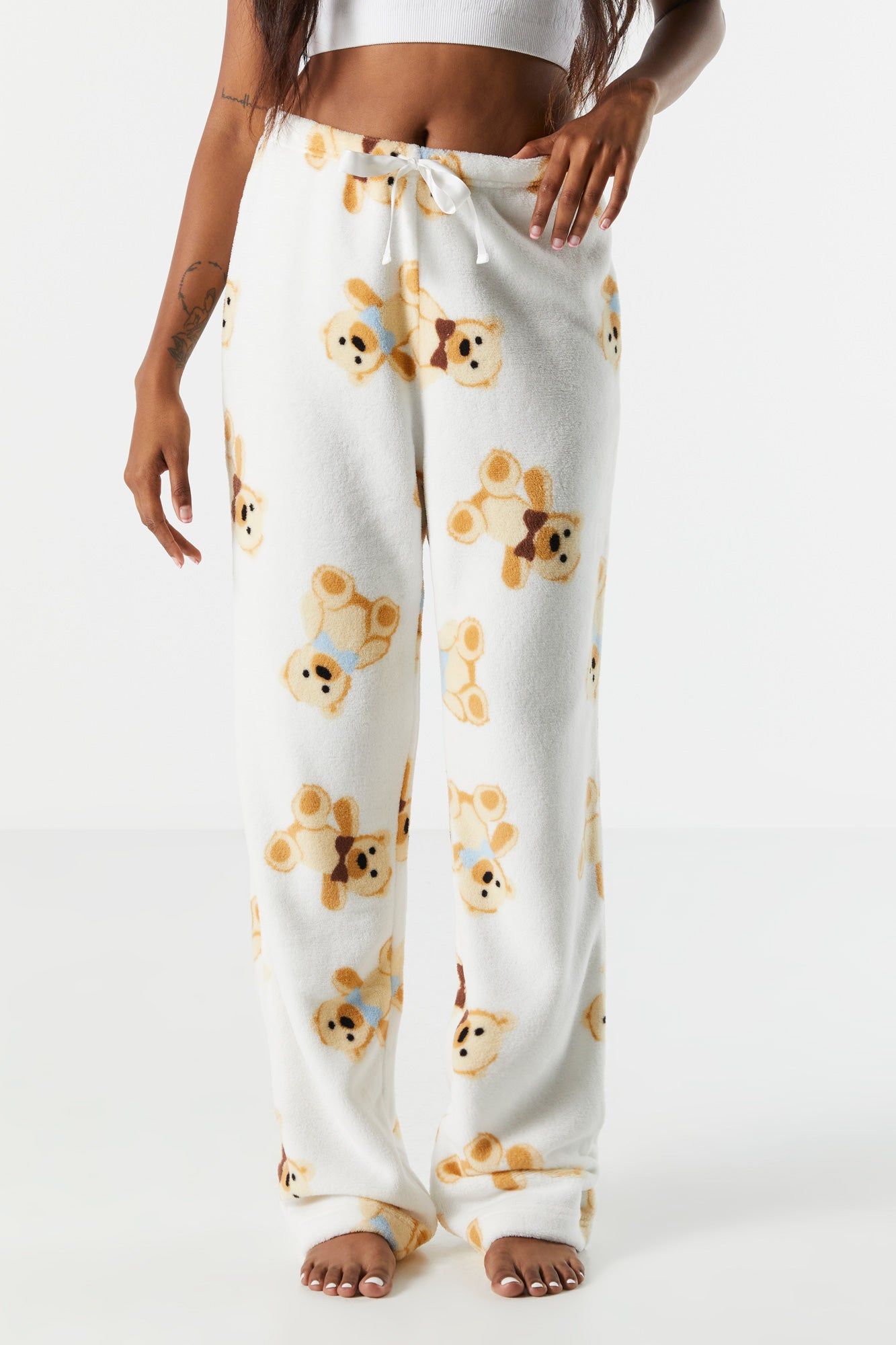 Teddy Bear Print Plush Pajama Pant sold by Urban Planet product image thumbnail 2