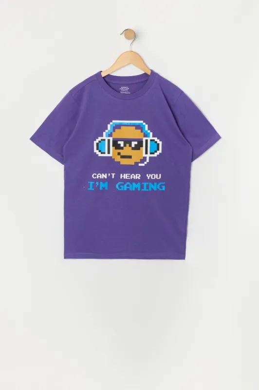 T-shirt à imprimé Can't Hear I'm Gaming pour garçon sold by Urban Planet