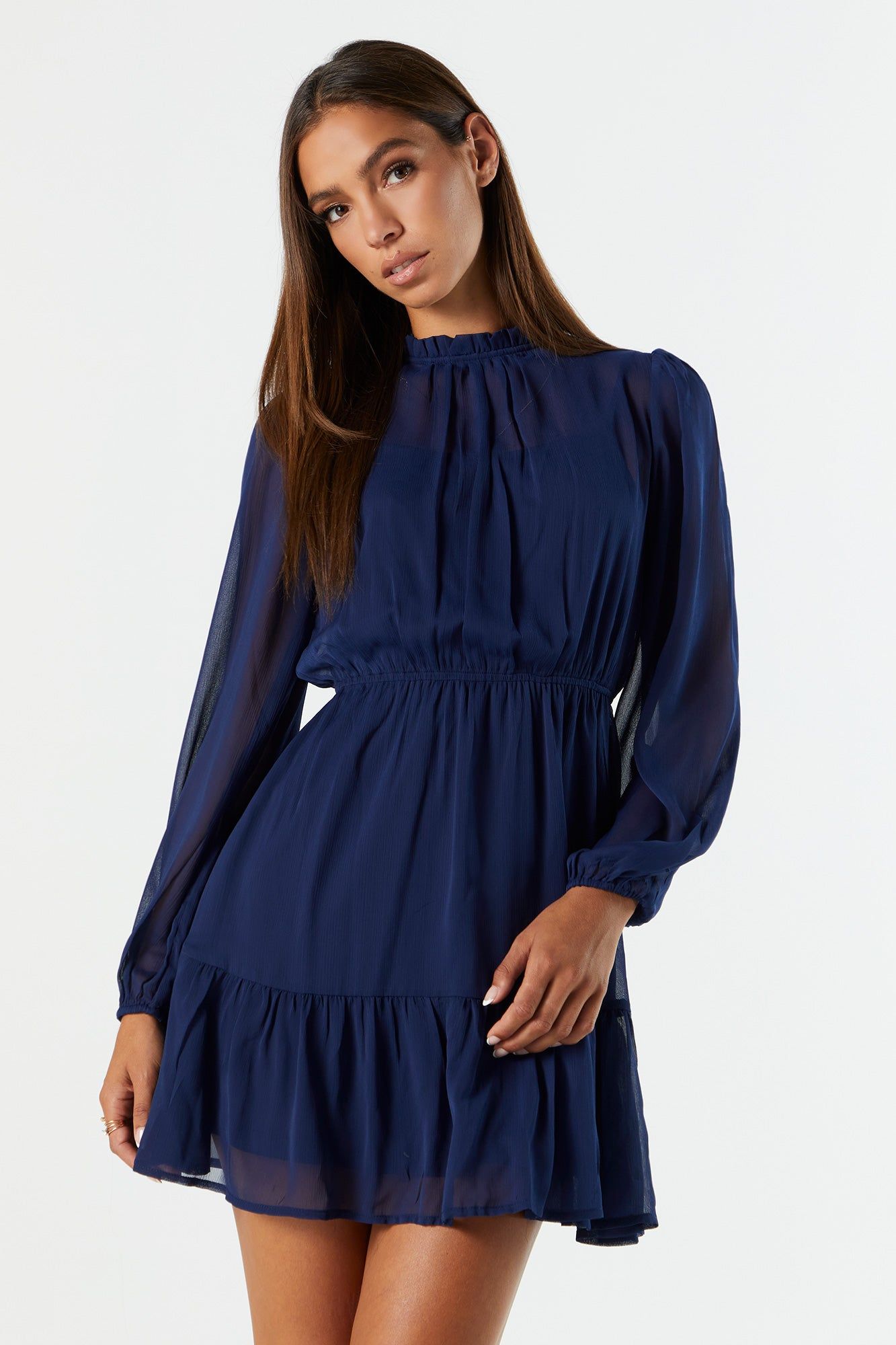 Minirobe en mousseline à col cheminé et volants sold by Urban Planet product image thumbnail 5