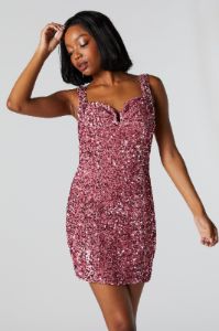 Pink Sequin Sweetheart Mini Dress sold by Urban Planet