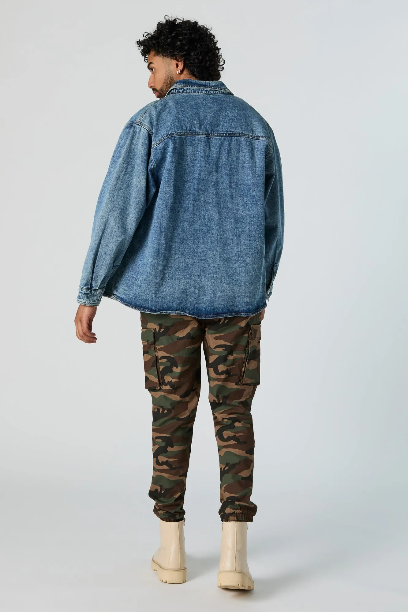 Jogger cargo en sergé avec taille coulissante et motif camouflage sold by Urban Planet product image thumbnail 3